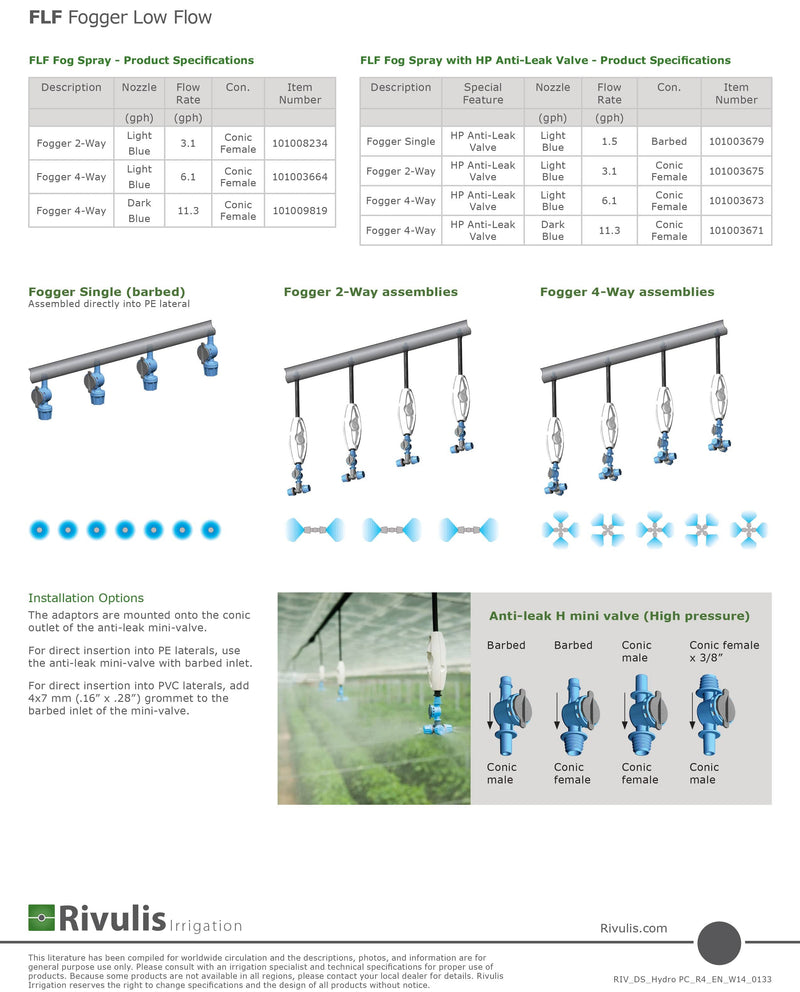 Orchard Valley Supply Rivulis FLF Fog Spray Fogger 2-Way