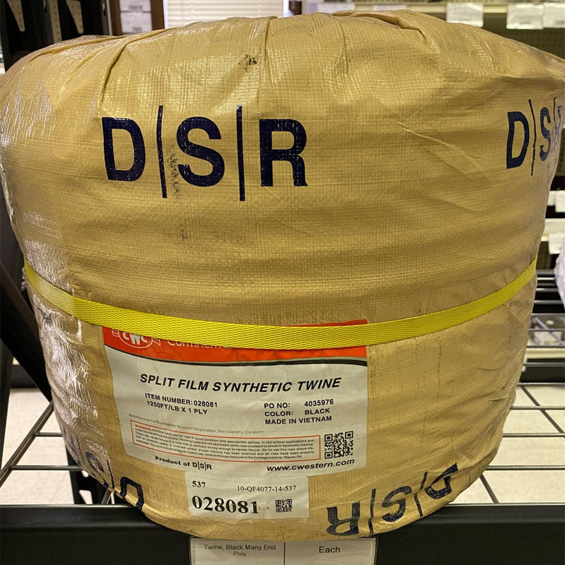 Orchard Valley Supply Split Film Polypropylene Tying Twine Many End - 1250 ft/lb - 50 lb Roll - Black