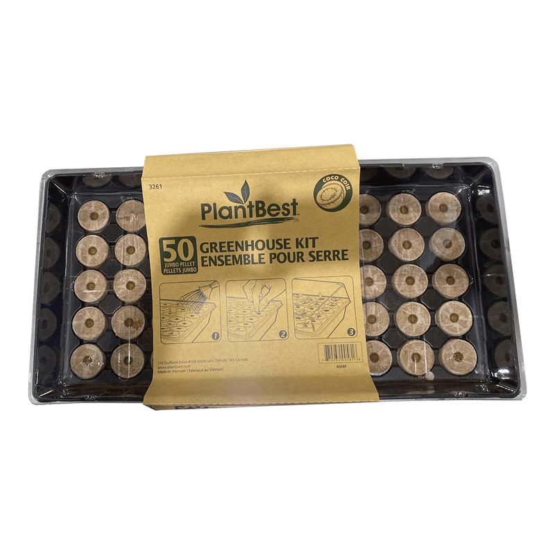 Orchard Valley Supply PlantBest Coconut Coir Pellet Greenhouse Starter Kit - 50 Jumbo Pellets
