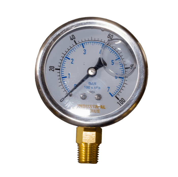 A-1 Industrial Hose & Supply Pressure Gauge 100 PSI Liquid Filled Pressure Gauge